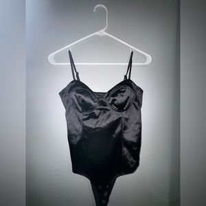 Forever 21 Black Satin Tank Bodysuit